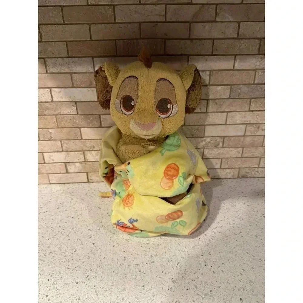 Disney Parks Babies Simba Lion King Baby Plush with Blanket Pouch Blankie b37